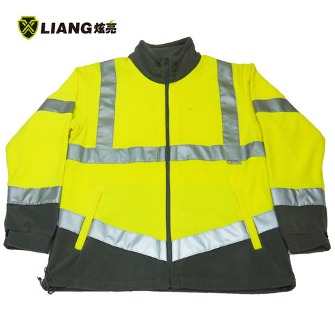 High Visibility Fleece jacket two-tone fleece winter gear elasticated cuffs reflective coat winter safety clothing safety jacket