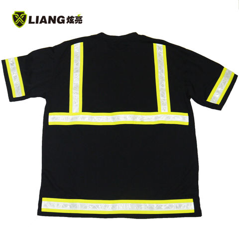 PVC High visibility simple short Sleeved T-shirt with contrast material polyester bird eyes knit reflective tape men t shirt