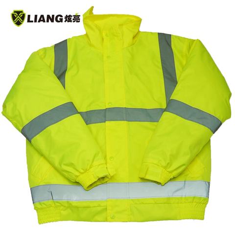 Hi Vis reflective jacket waterproof Bomber men's reflective clothing winter jacket with adjustable hood safety jackets