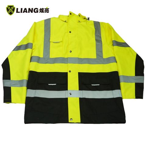 High Visibility two-tone jacket elasticated cuffs reflective coat winter safety clothing safety jacket construction uniform