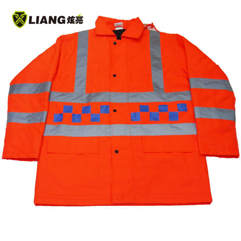 High Visibility orange jacket traffic jacket elasticated cuffs reflective coat winter safety clothing safety jacket