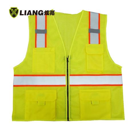 New construction worker mesh design 2'' silver reflective tape safety vest mesh motorcycle vest engineer construction vest