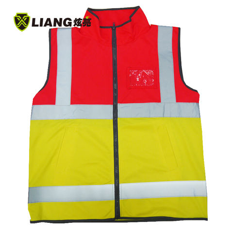 New Hi-Vis pockets vest stand-up collar 2'' silver reflective tape safety vest construction vest