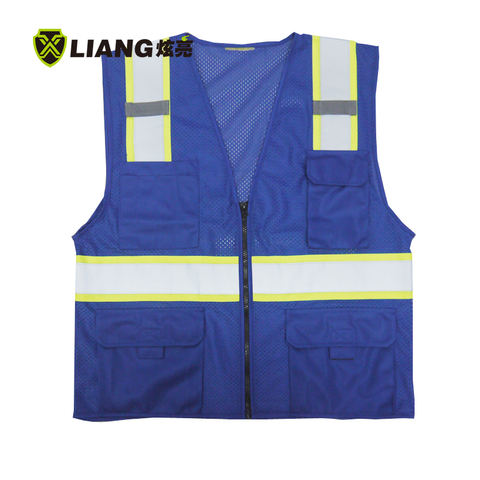 New Blue Public mesh design 2'' silver reflective tape safety vest mesh motorcycle vest engineer construction vest